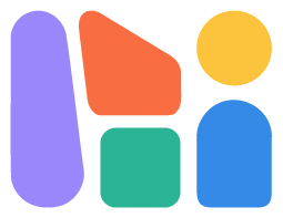 The Mishmapps mark: a small figure with a yellow circle head and blue rounded body, beside a purple pillar, an orange wedge and a green square.